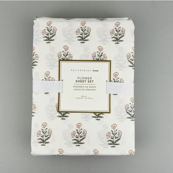 Pottery Barn Teen Sheet Set Queen Womens Floral Pattern Flower Boho Bedding New - Picture 1 of 8